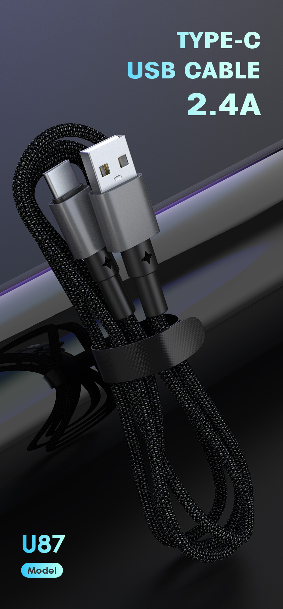 U87 Braided USB-C Charging Cable application scene