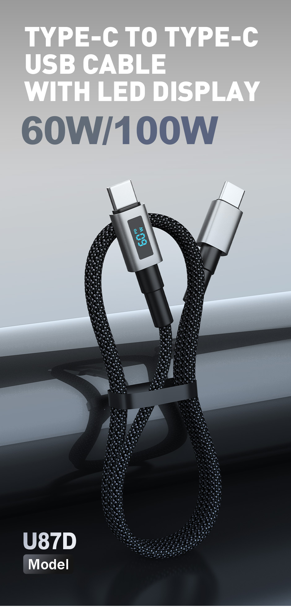 U87D LED Display Fast Charging Cable application scene