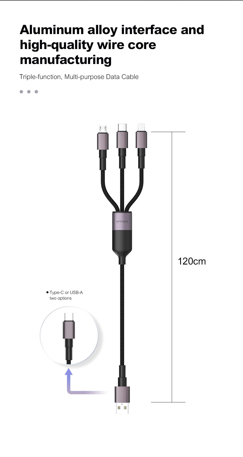 U87-3in1 aluminum alloy interface and 120cm length